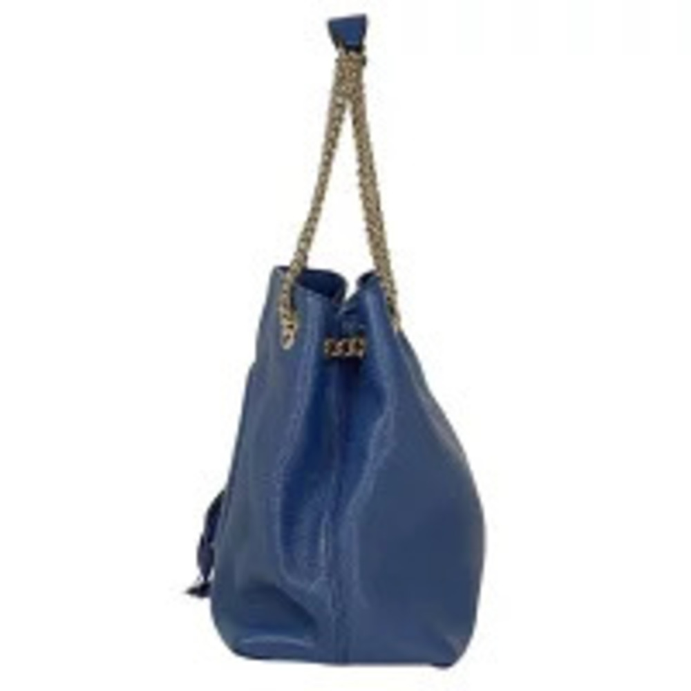 Gucci Shoulder Soho Bag Interlocking GG Chain Blue Fringe Leather Tote